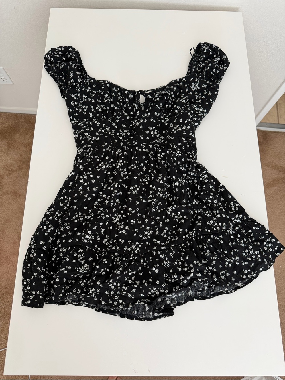 Garage Black Floral Puff Sleeve mini dress